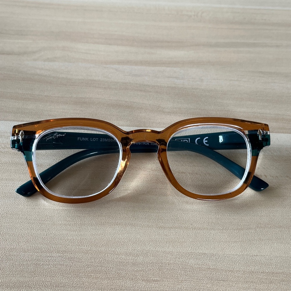 Stylish Brown and Green Eyeglasses